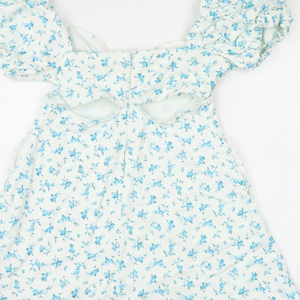 Zara Womens White Floral Cotton Shift Size M Sweetheart Pullover