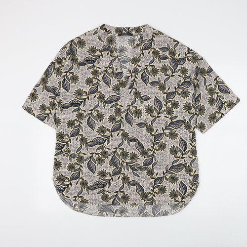 Primark Womens Multicoloured Floral Polyester Basic Blouse Size 14 V-Neck - Leaf Print