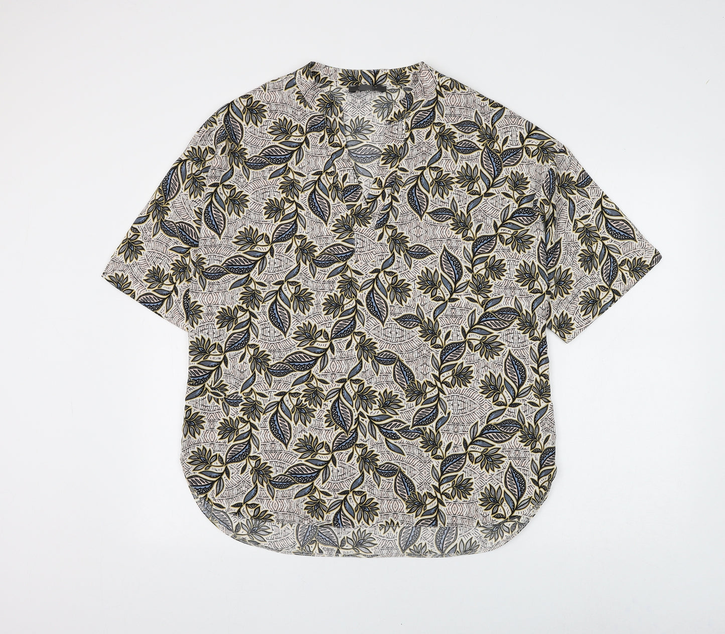 Primark Womens Multicoloured Floral Polyester Basic Blouse Size 14 V-Neck - Leaf Print
