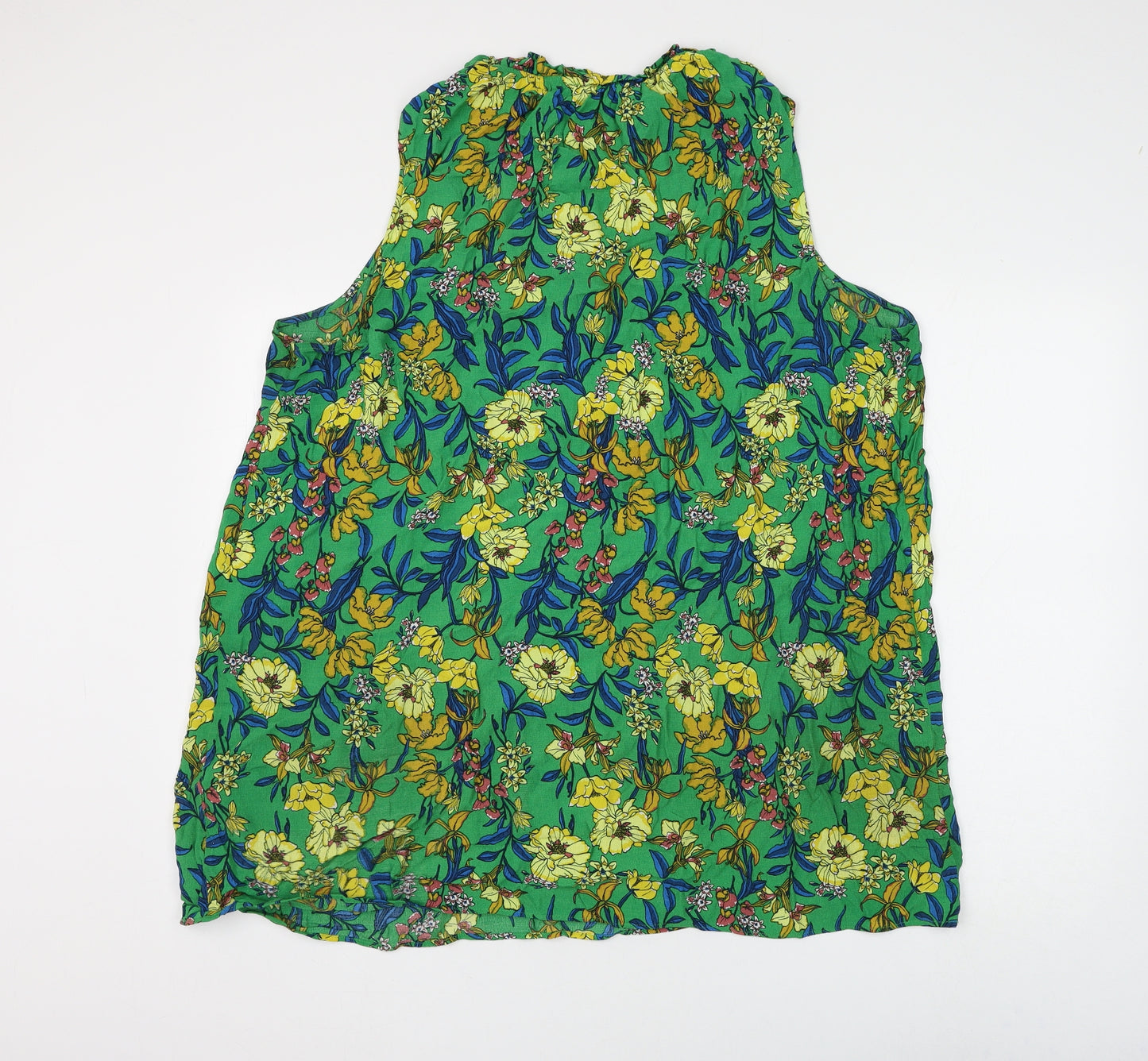 TU Womens Green Floral Viscose Basic Blouse Size 24 Round Neck