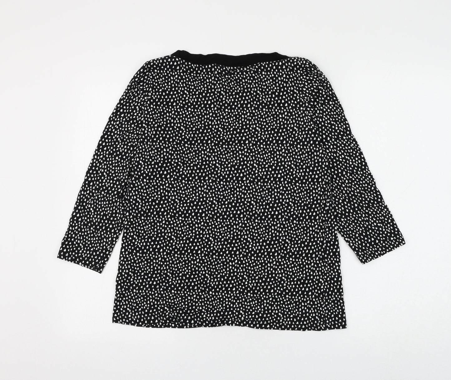 Marks and Spencer Womens Blue Geometric Viscose Basic Blouse Size 12 Boat Neck
