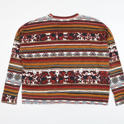 Zara Womens Multicoloured Round Neck Geometric Polyester Pullover Jumper Size M