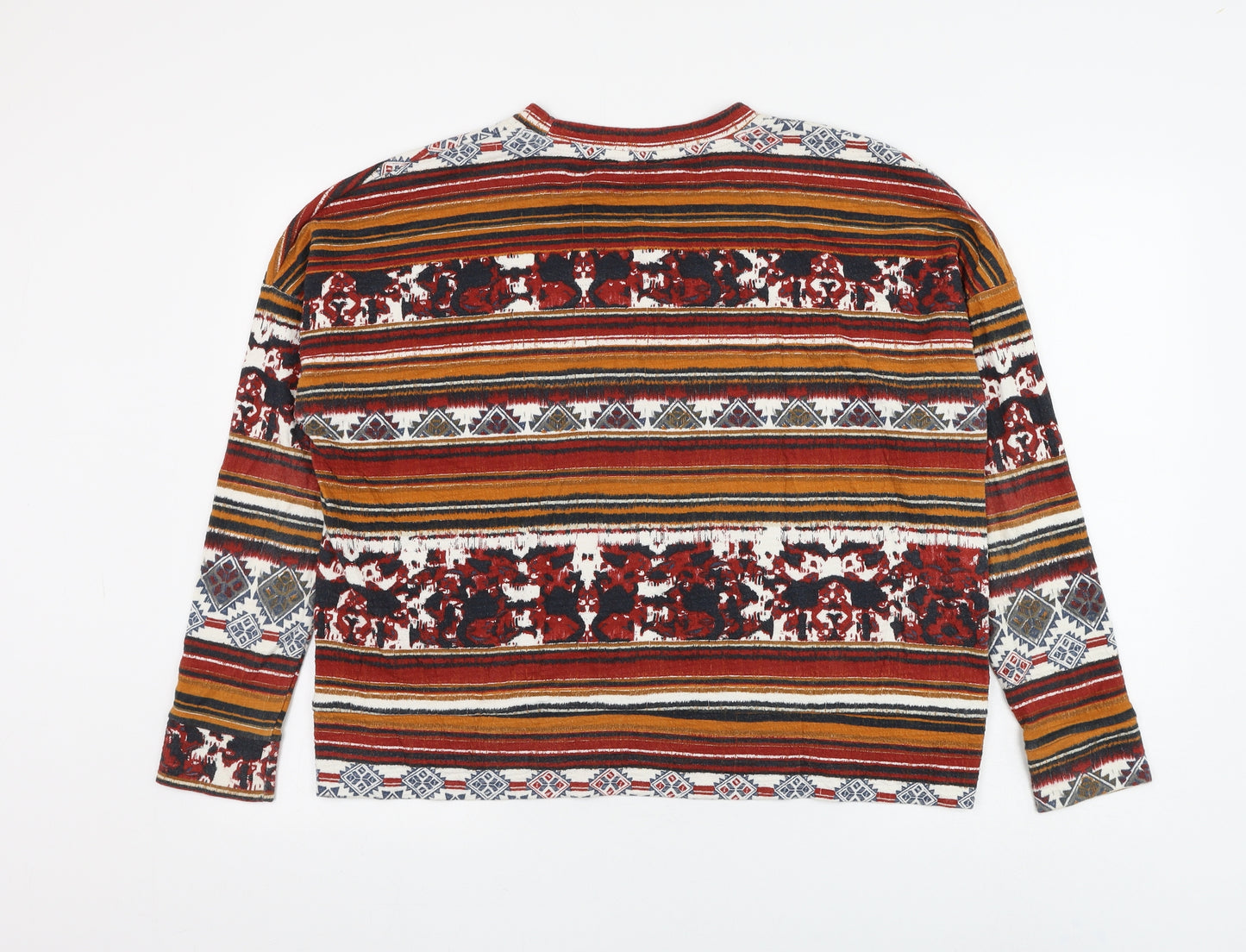 Zara Womens Multicoloured Round Neck Geometric Polyester Pullover Jumper Size M