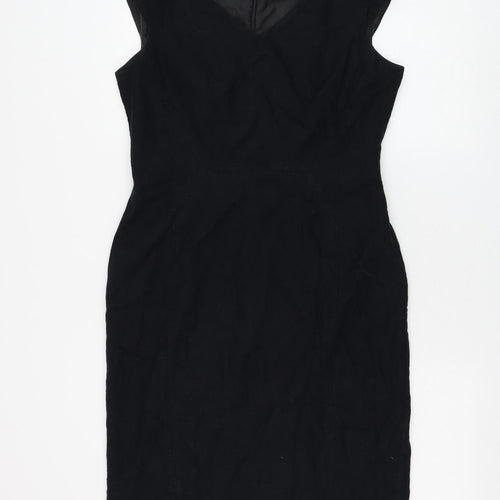 Marks and Spencer Womens Blue Flax Shift Size 10 V-Neck Zip