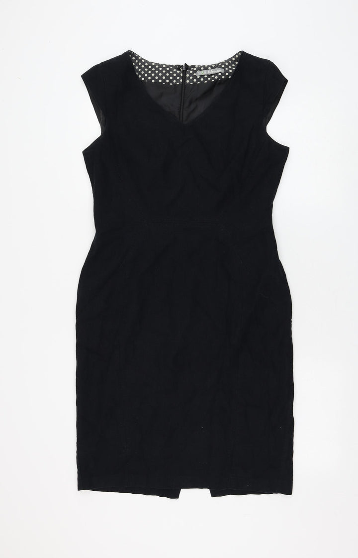 Marks and Spencer Womens Blue Flax Shift Size 10 V-Neck Zip