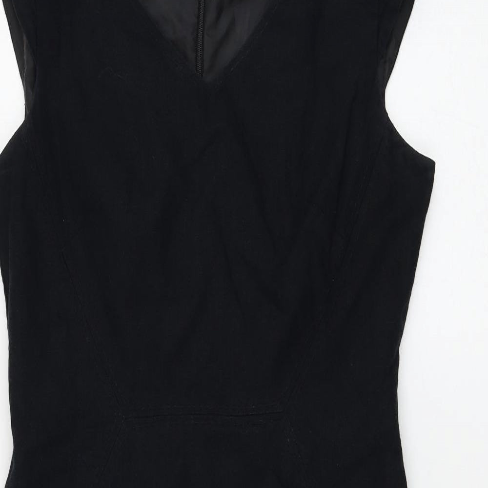 Marks and Spencer Womens Blue Flax Shift Size 10 V-Neck Zip