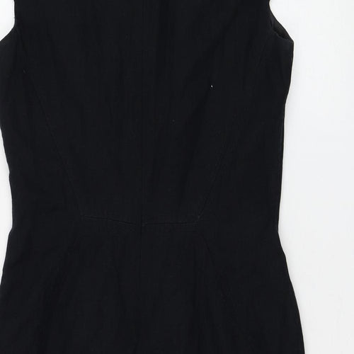 Marks and Spencer Womens Blue Flax Shift Size 10 V-Neck Zip