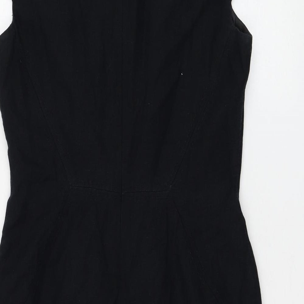 Marks and Spencer Womens Blue Flax Shift Size 10 V-Neck Zip