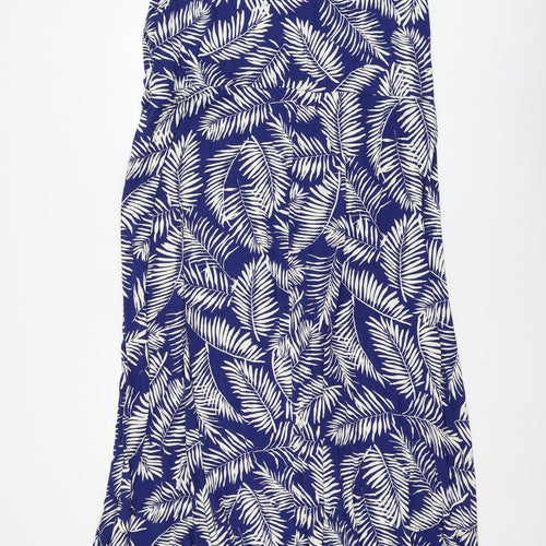 Live Womens Blue Floral Viscose Maxi Size 28 Round Neck Pullover - Leaf Print