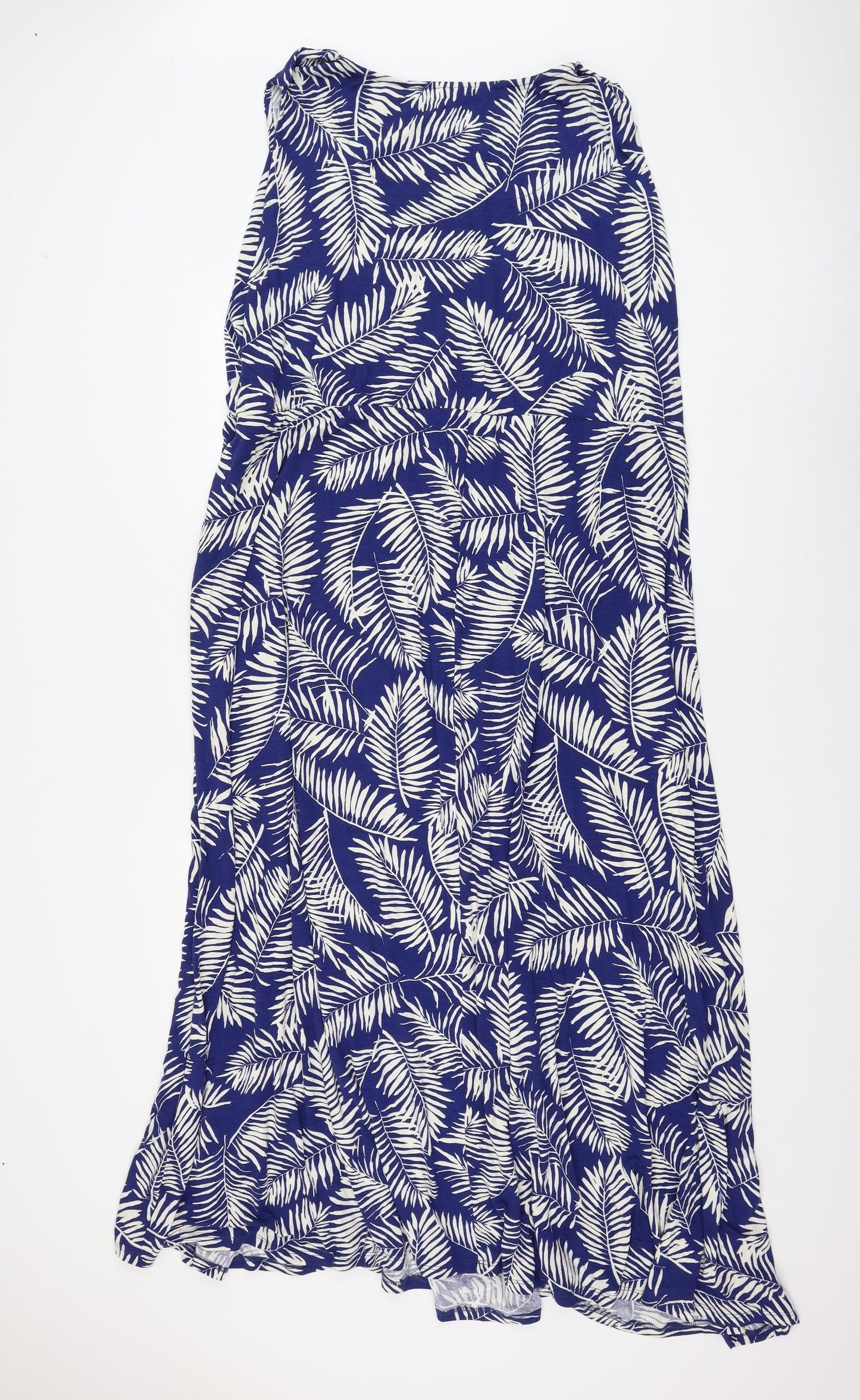 Live Womens Blue Floral Viscose Maxi Size 28 Round Neck Pullover - Leaf Print