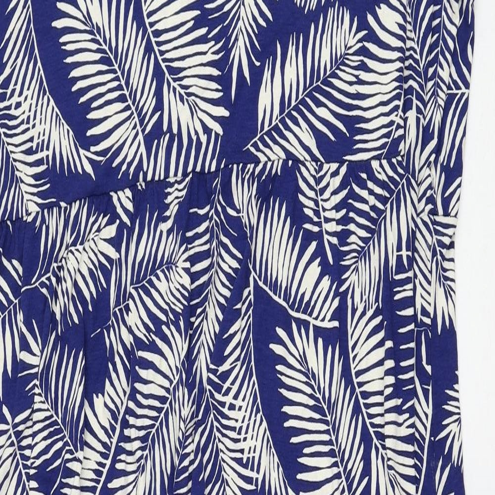 Live Womens Blue Floral Viscose Maxi Size 28 Round Neck Pullover - Leaf Print