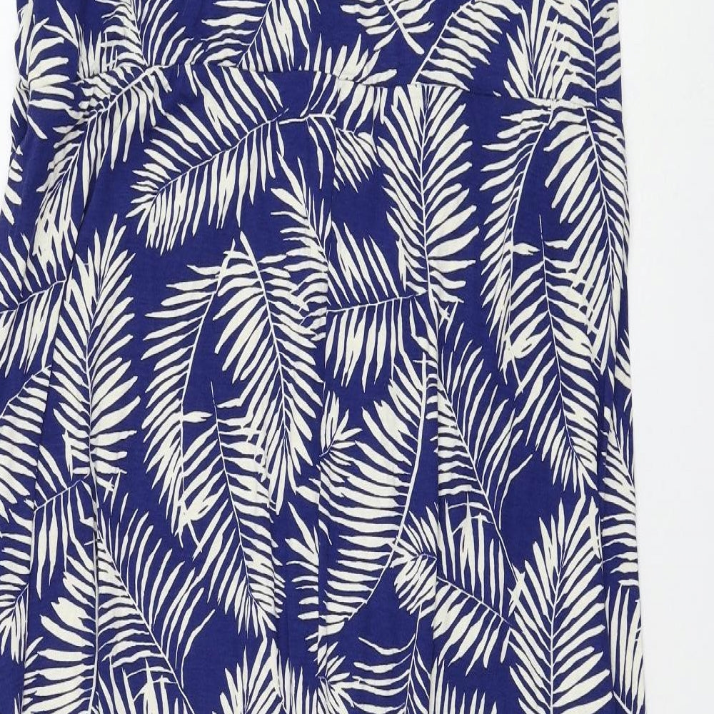 Live Womens Blue Floral Viscose Maxi Size 28 Round Neck Pullover - Leaf Print