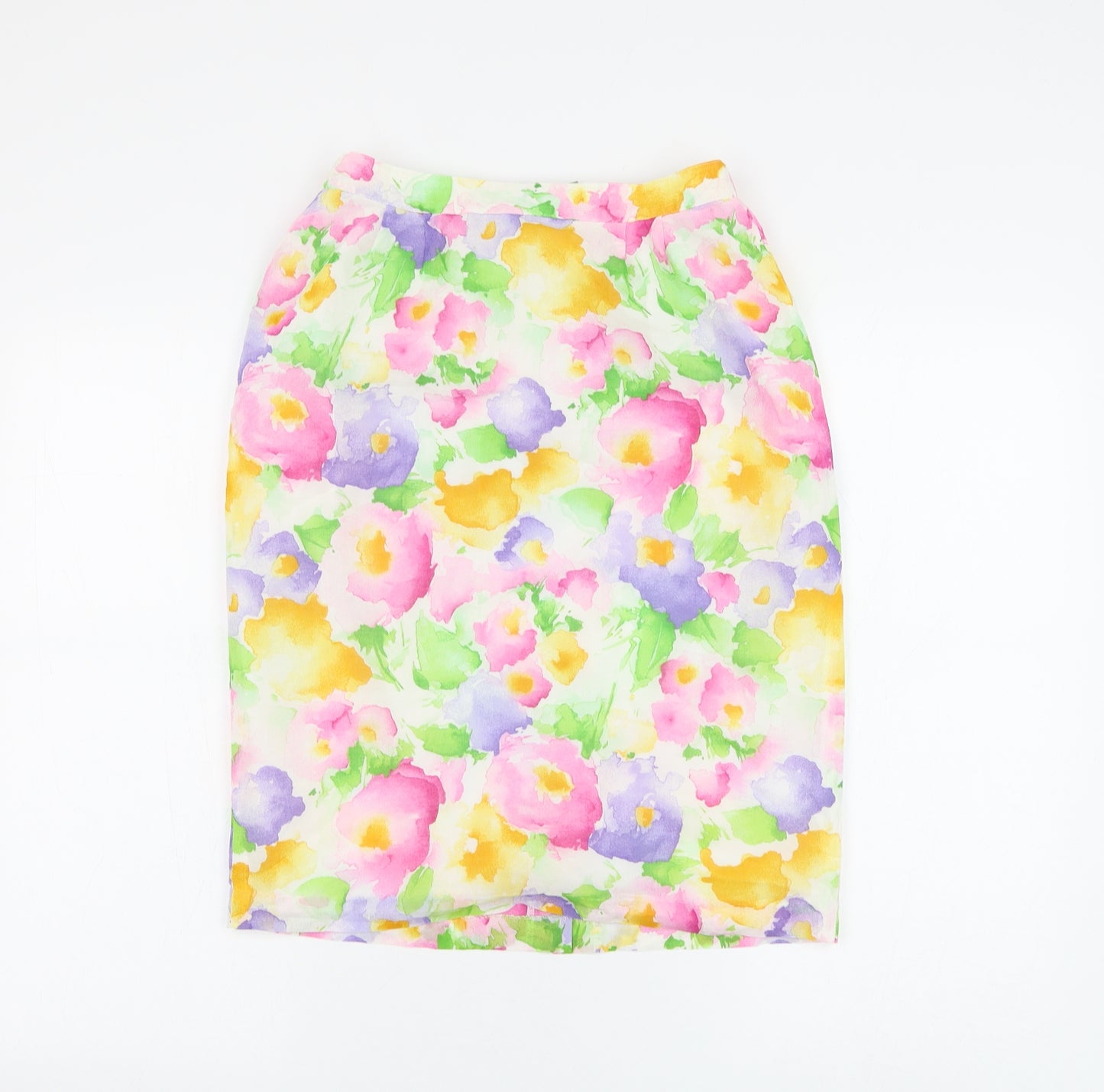 Mary West Womens White Floral Polyester Straight & Pencil Skirt Size 14 Zip