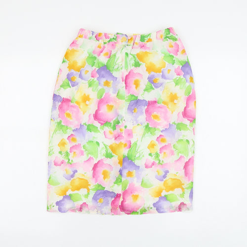 Mary West Womens White Floral Polyester Straight & Pencil Skirt Size 14 Zip