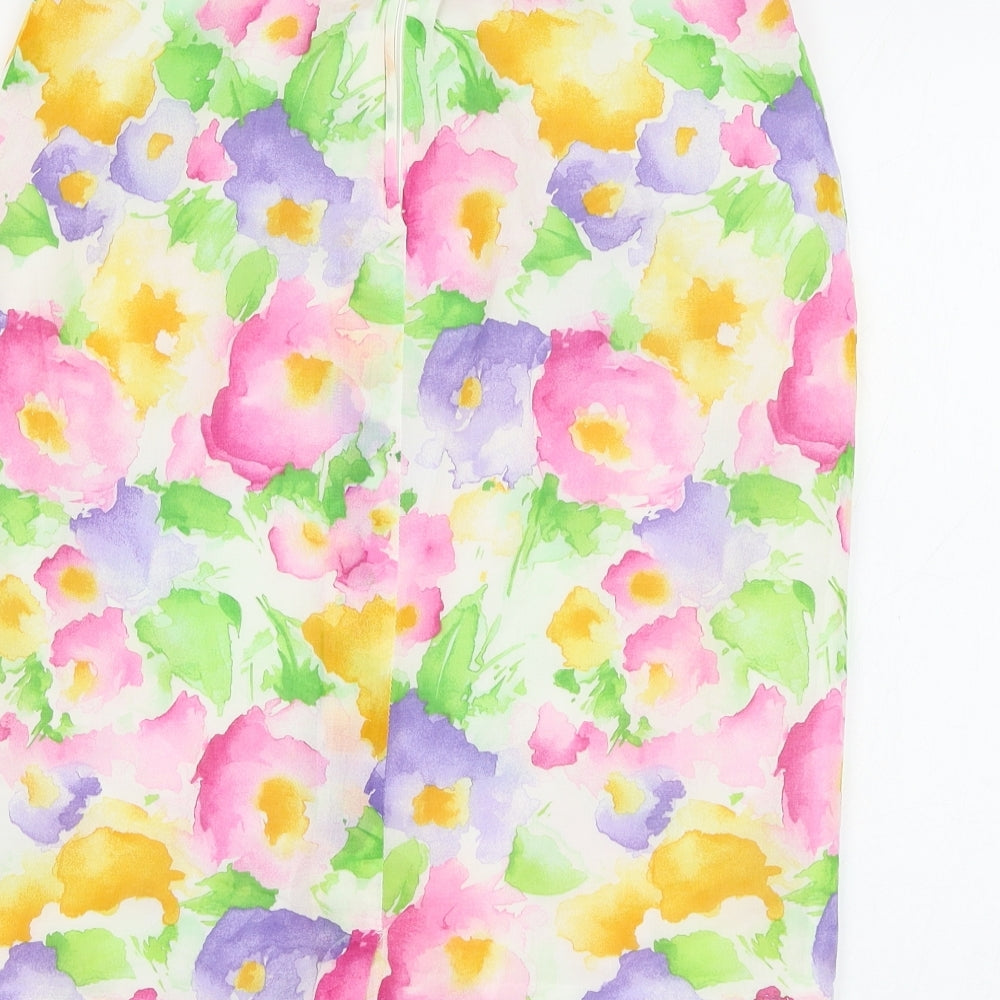 Mary West Womens White Floral Polyester Straight & Pencil Skirt Size 14 Zip
