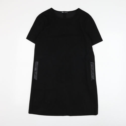 Zara Womens Black Polyester Shift Size S Round Neck Pullover