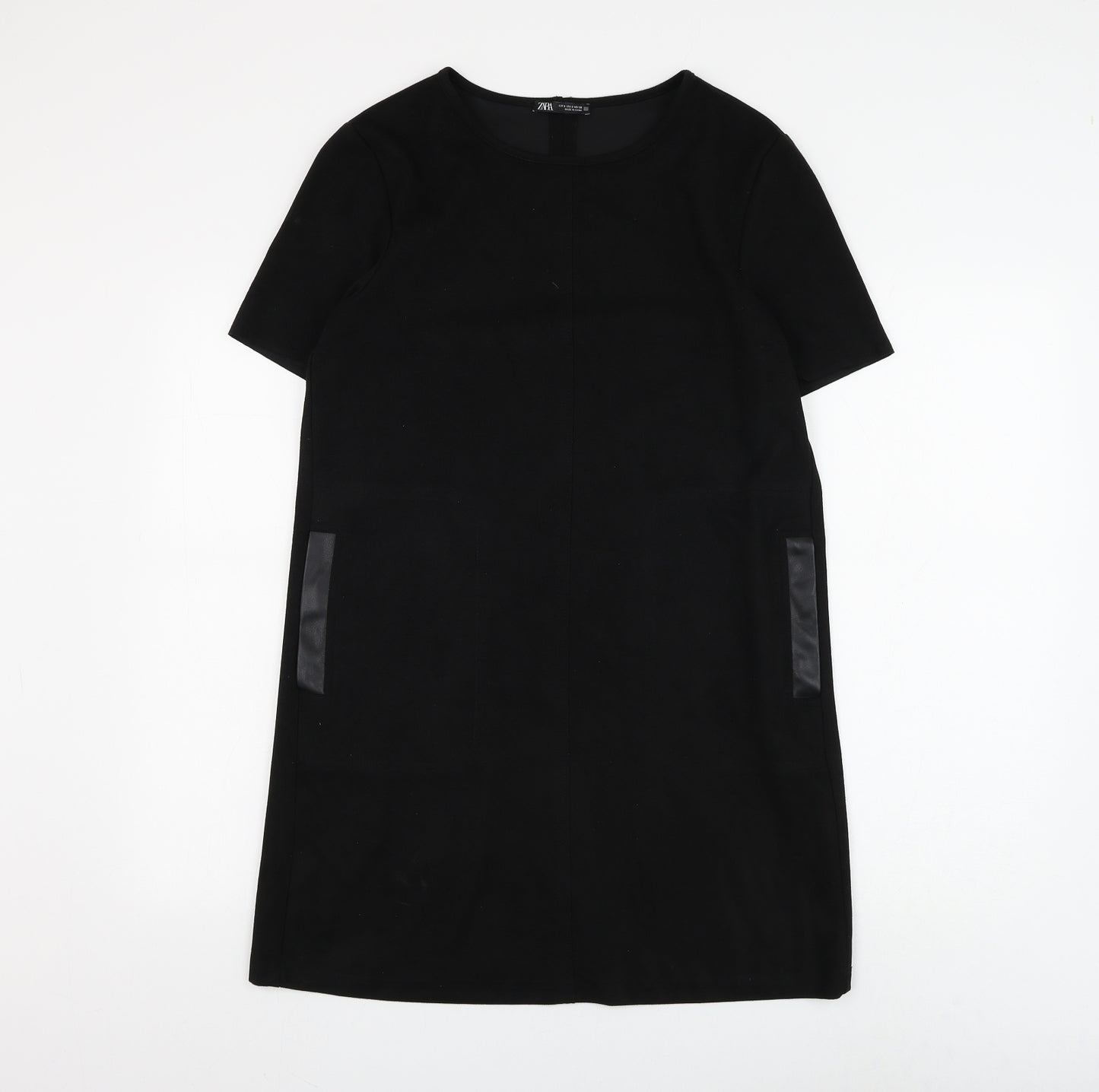 Zara Womens Black Polyester Shift Size S Round Neck Pullover
