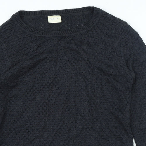 VILA Womens Grey Round Neck Acrylic Pullover Jumper Size L
