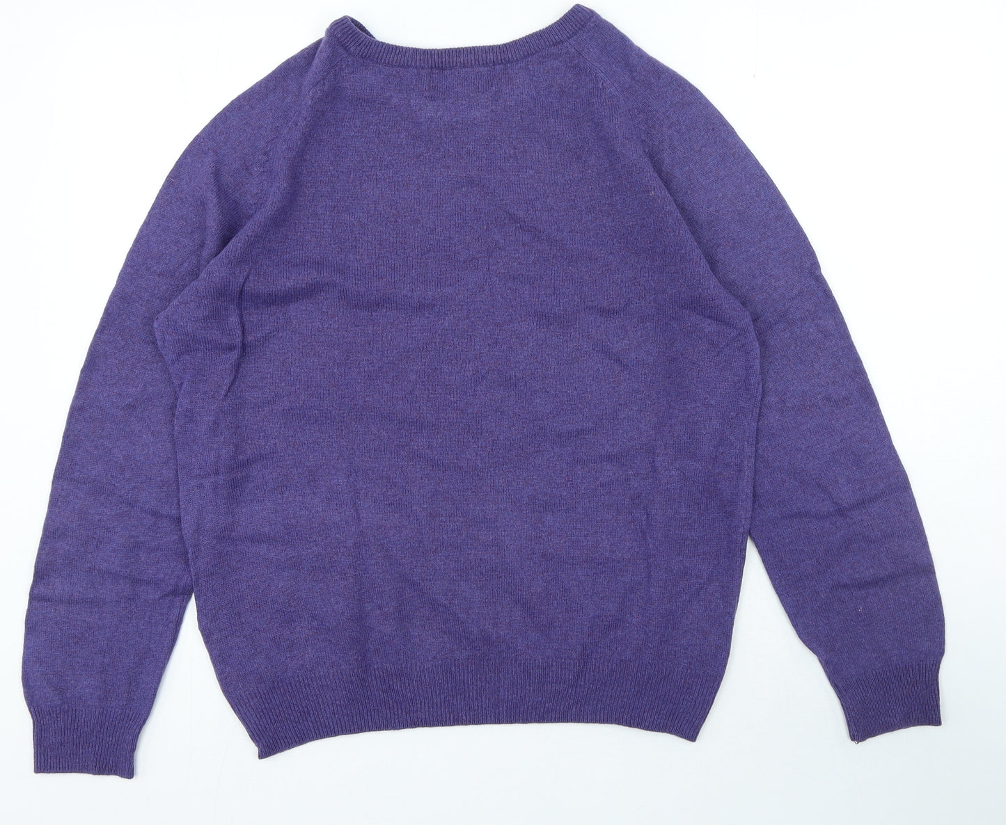 Marks and Spencer Mens Purple Crew Neck Wool Pullover Jumper Size L