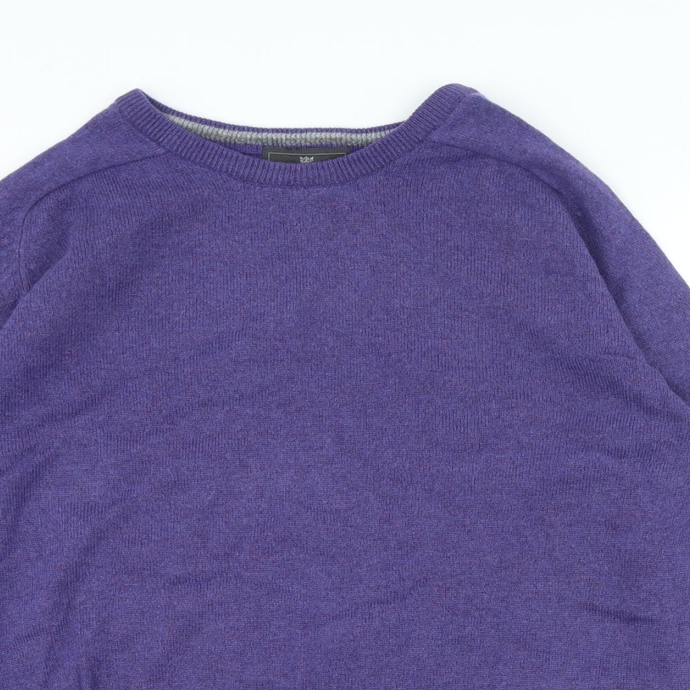 Marks and Spencer Mens Purple Crew Neck Wool Pullover Jumper Size L