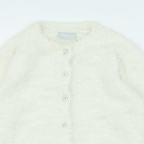 I Love Girlswear Girls Ivory Round Neck Polyamide Cardigan Jumper Size 8 Years Button
