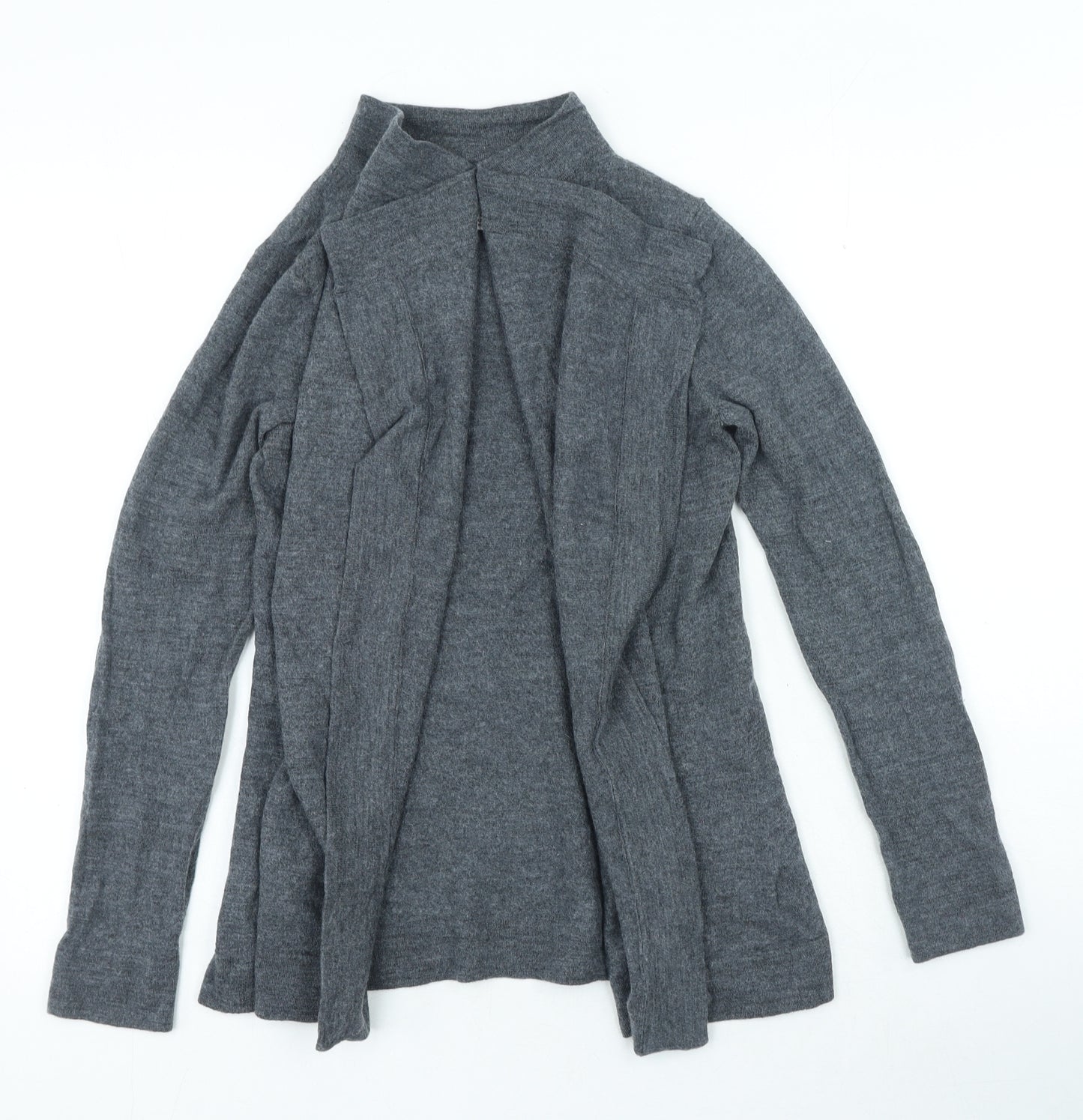 Max Studio Womens Grey V-Neck 100% Merino Wool Cardigan Jumper Size L
