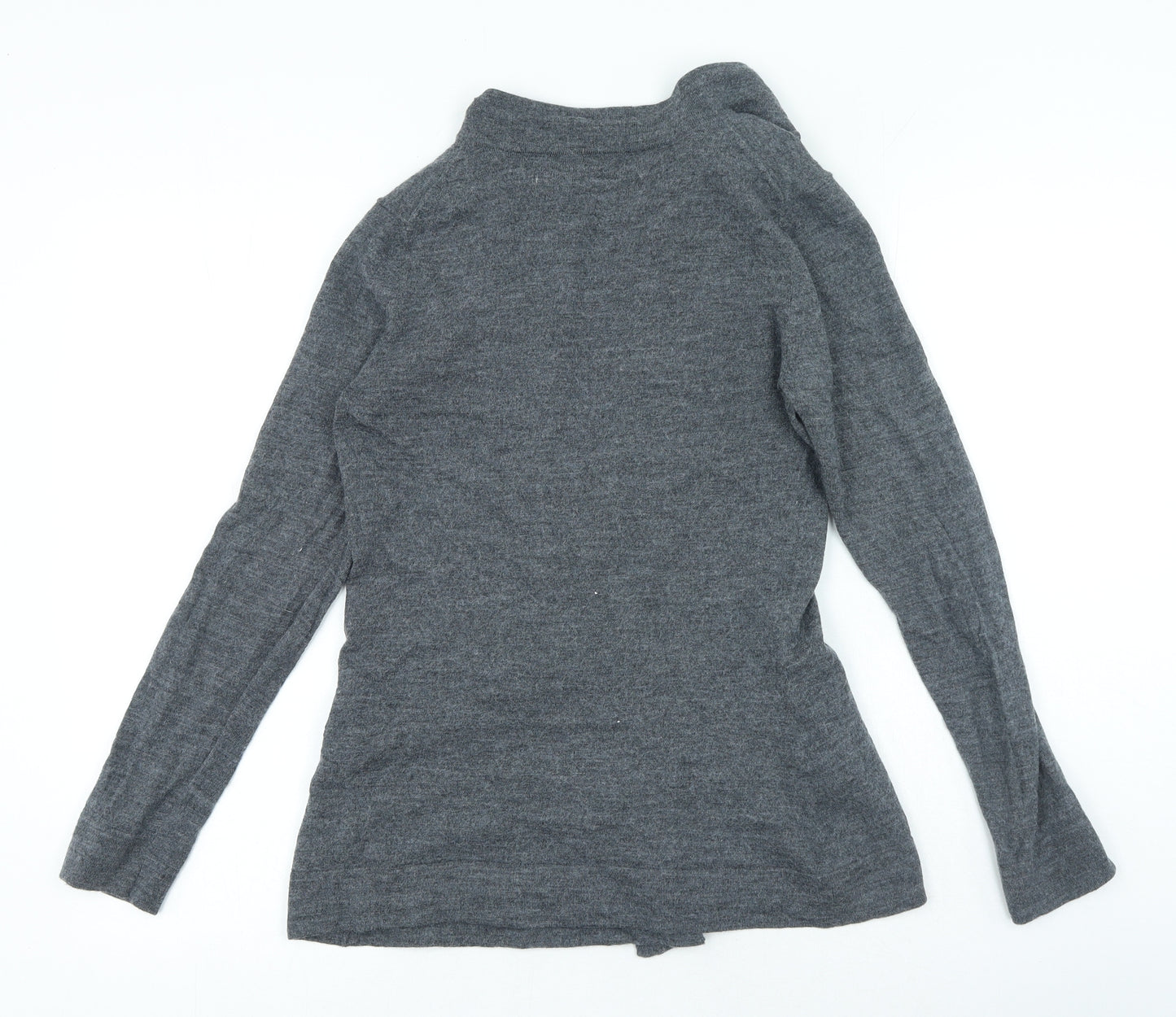 Max Studio Womens Grey V-Neck 100% Merino Wool Cardigan Jumper Size L