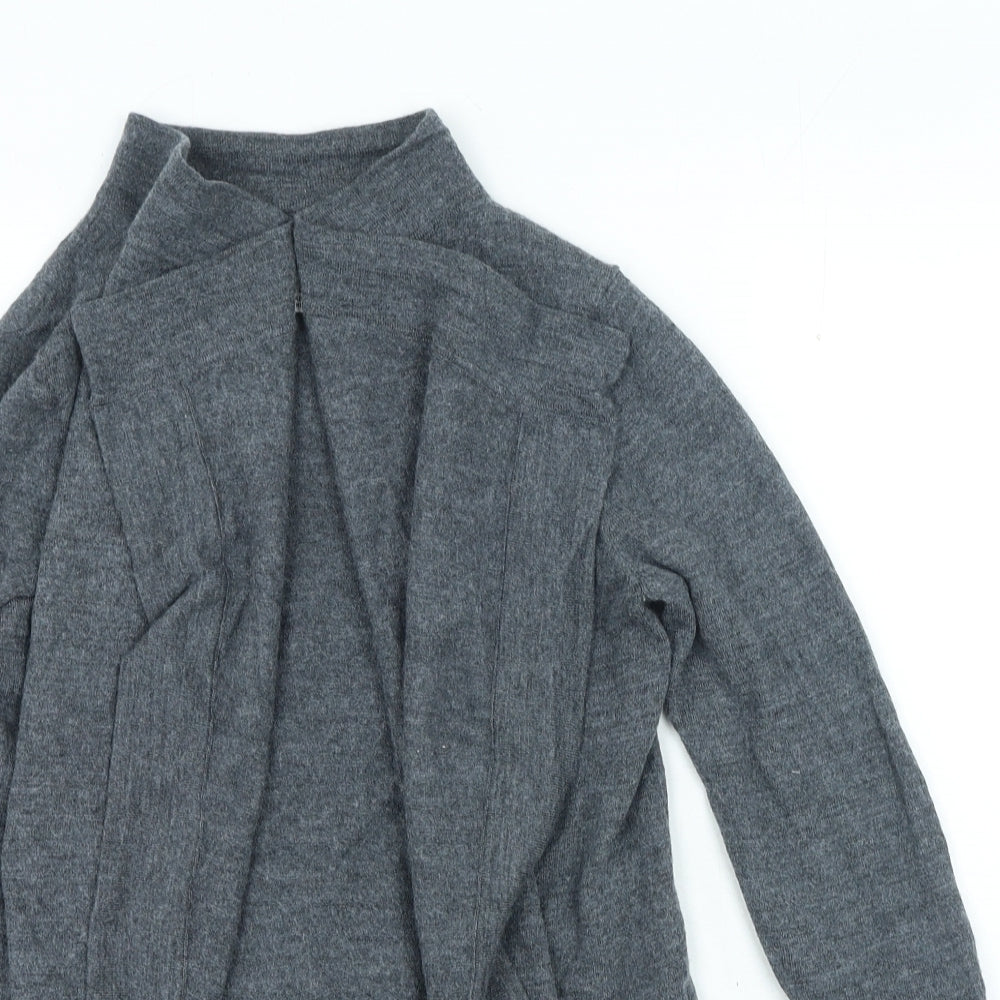 Max Studio Womens Grey V-Neck 100% Merino Wool Cardigan Jumper Size L