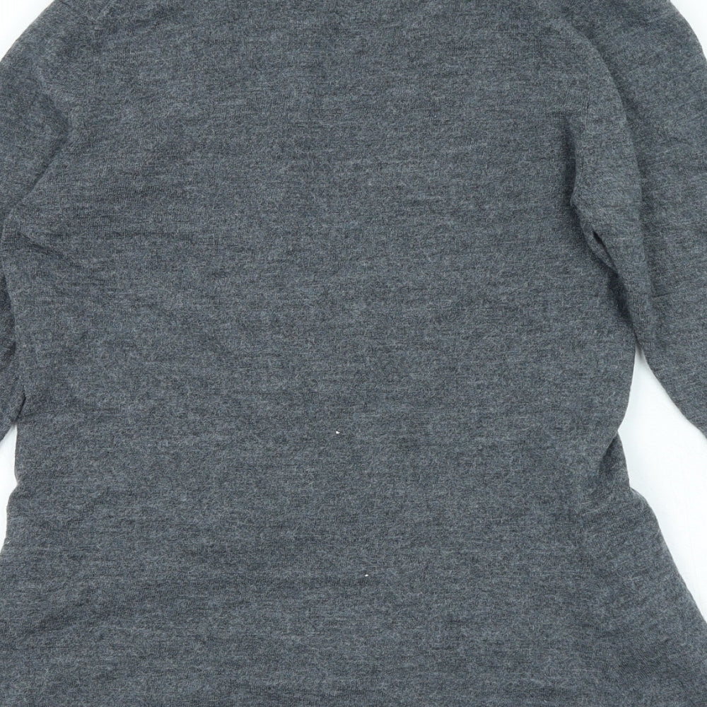 Max Studio Womens Grey V-Neck 100% Merino Wool Cardigan Jumper Size L