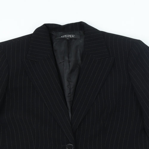 Kasper Womens Black Striped Polyester Jacket Blazer Size 12 - Pockets