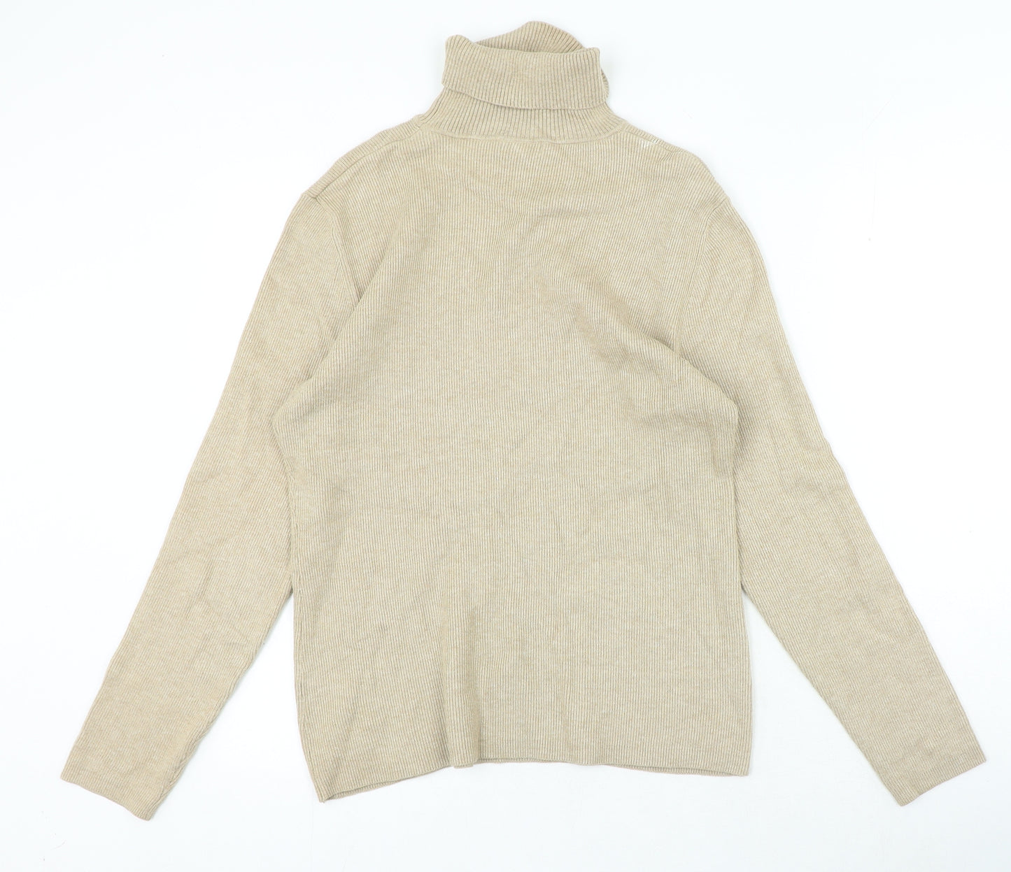 Orvis Womens Beige Roll Neck Cotton Blend Pullover Jumper Size L