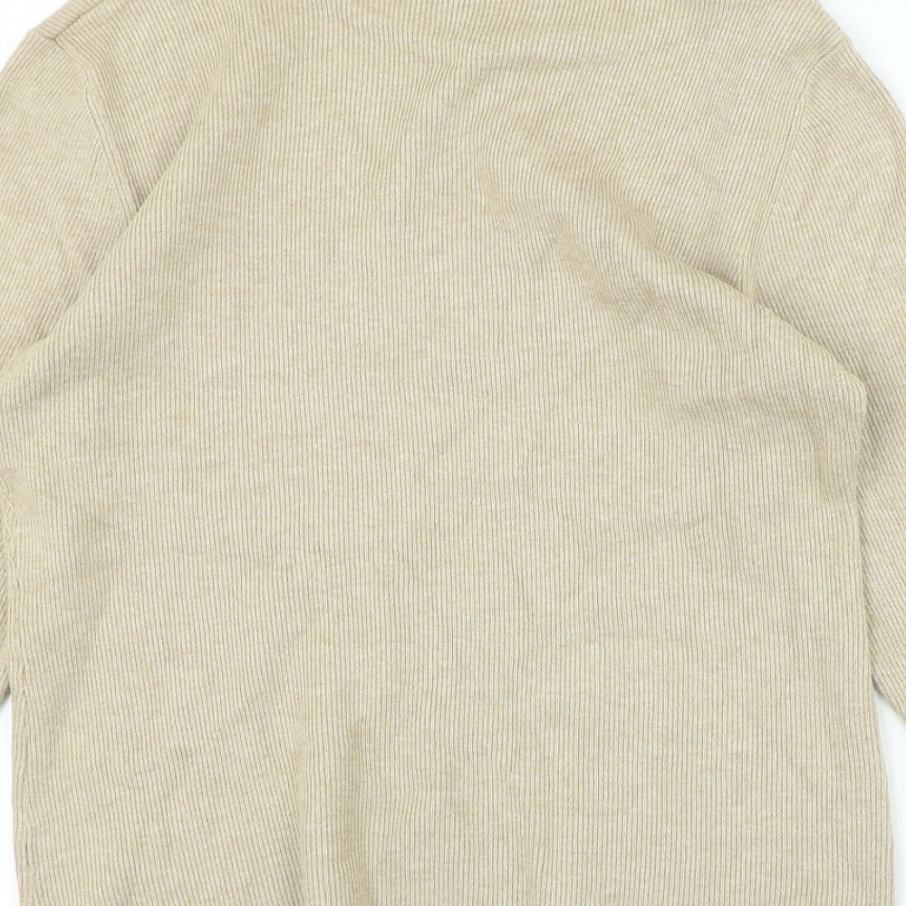 Orvis Womens Beige Roll Neck Cotton Blend Pullover Jumper Size L