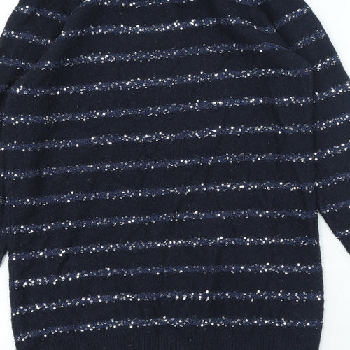 Wallis Womens Blue Roll Neck Striped Acrylic Pullover Jumper Size S
