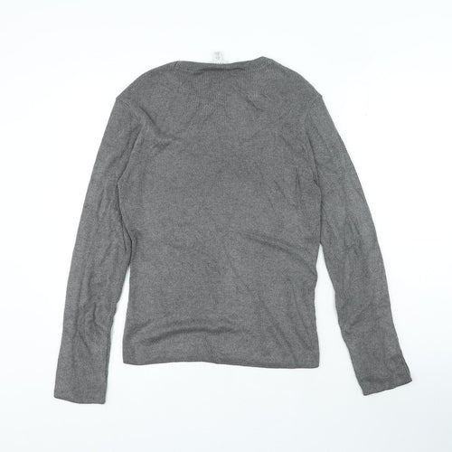 Topshop Womens Grey Round Neck Acrylic Pullover Jumper Size L