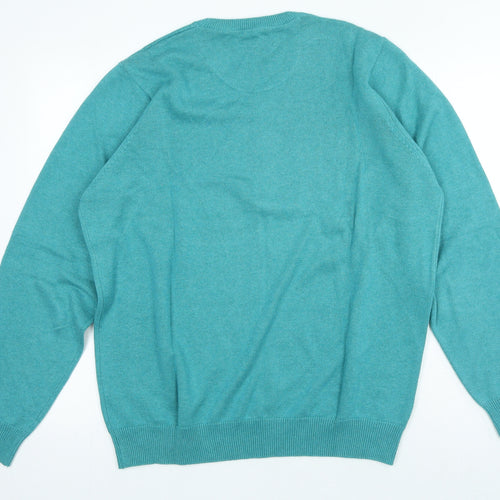 Blue Harbour Mens Blue Crew Neck Cotton Pullover Jumper Size L