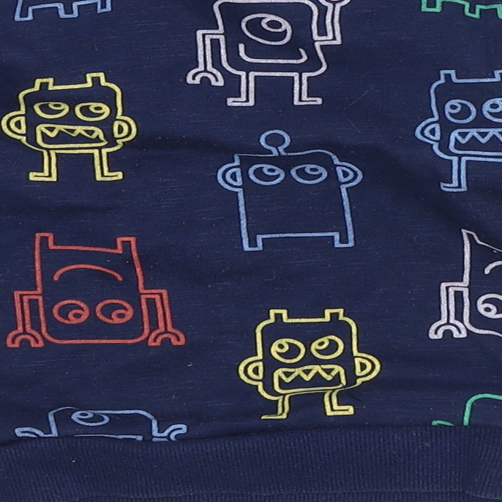 Primark Boys Blue Geometric Cotton Pullover Jumper Size 12-18 Months Pullover - Robots