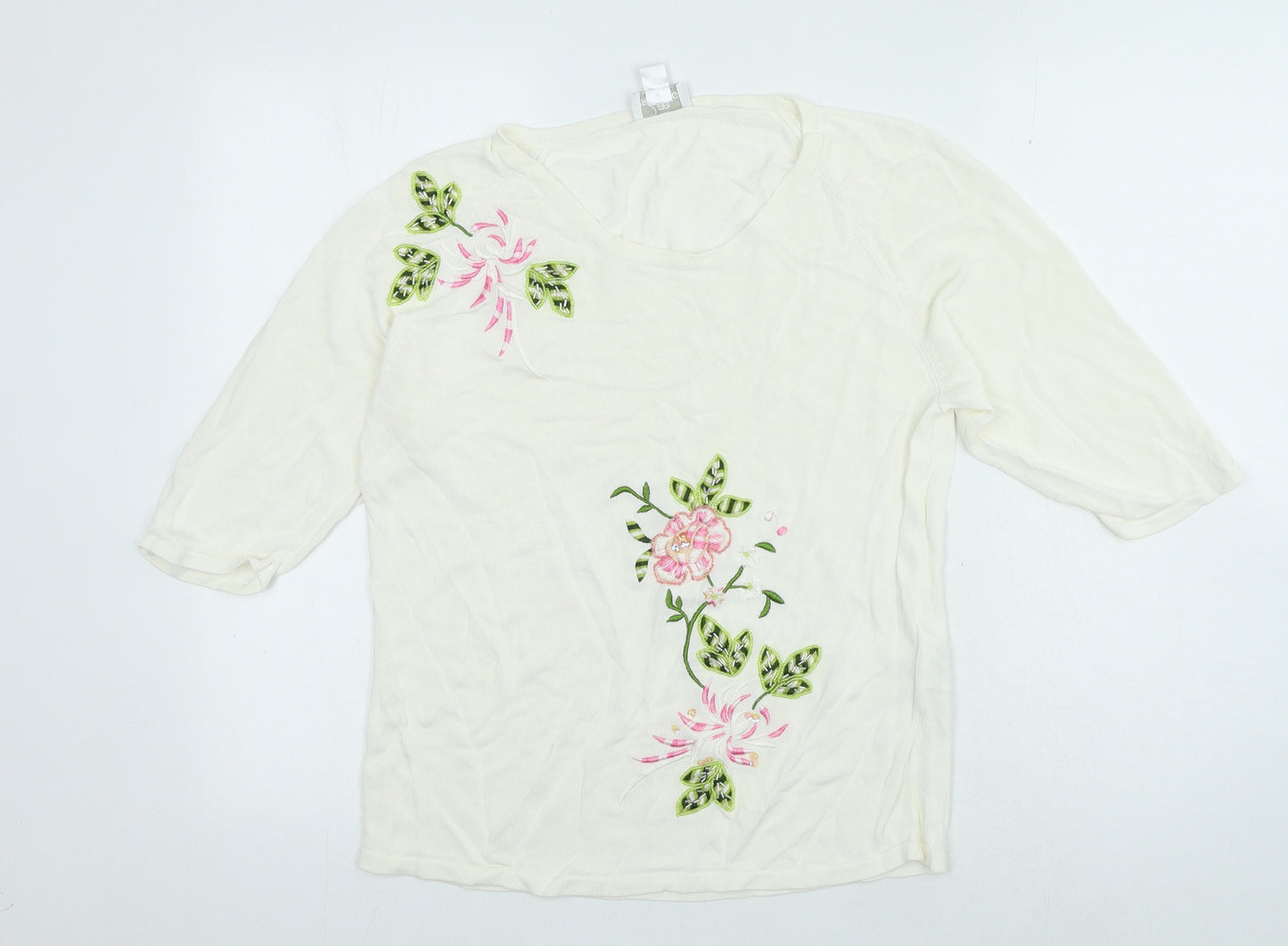 Prestige Womens Ivory Viscose Basic Blouse Size 18 Round Neck - Florwers