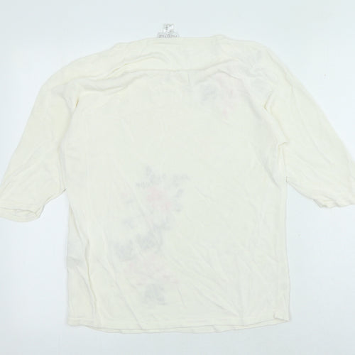 Prestige Womens Ivory Viscose Basic Blouse Size 18 Round Neck - Florwers