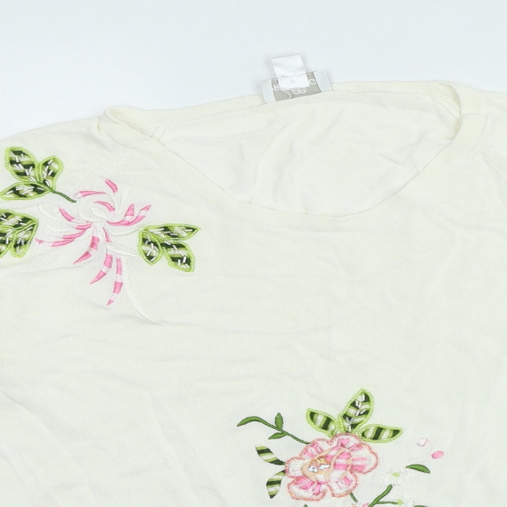 Prestige Womens Ivory Viscose Basic Blouse Size 18 Round Neck - Florwers