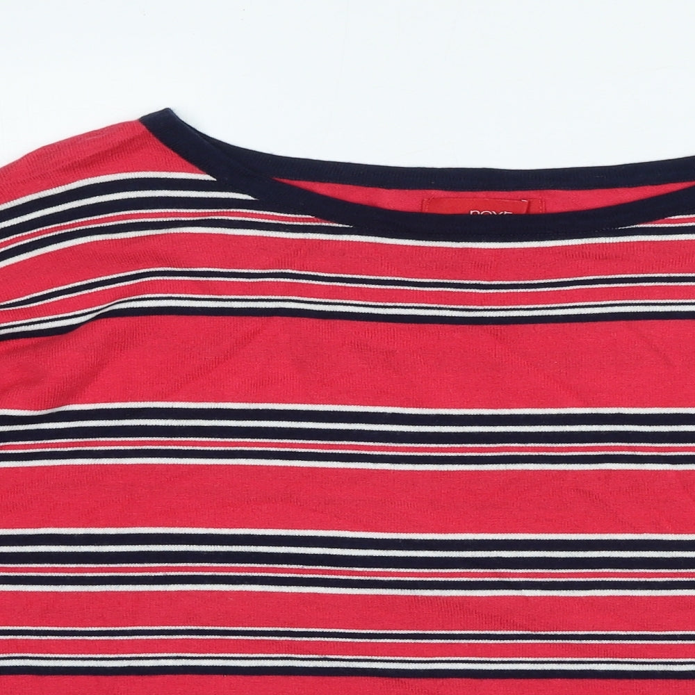 NEXT Womens Red Crew Neck Striped Cotton Pullover Jumper Size 12