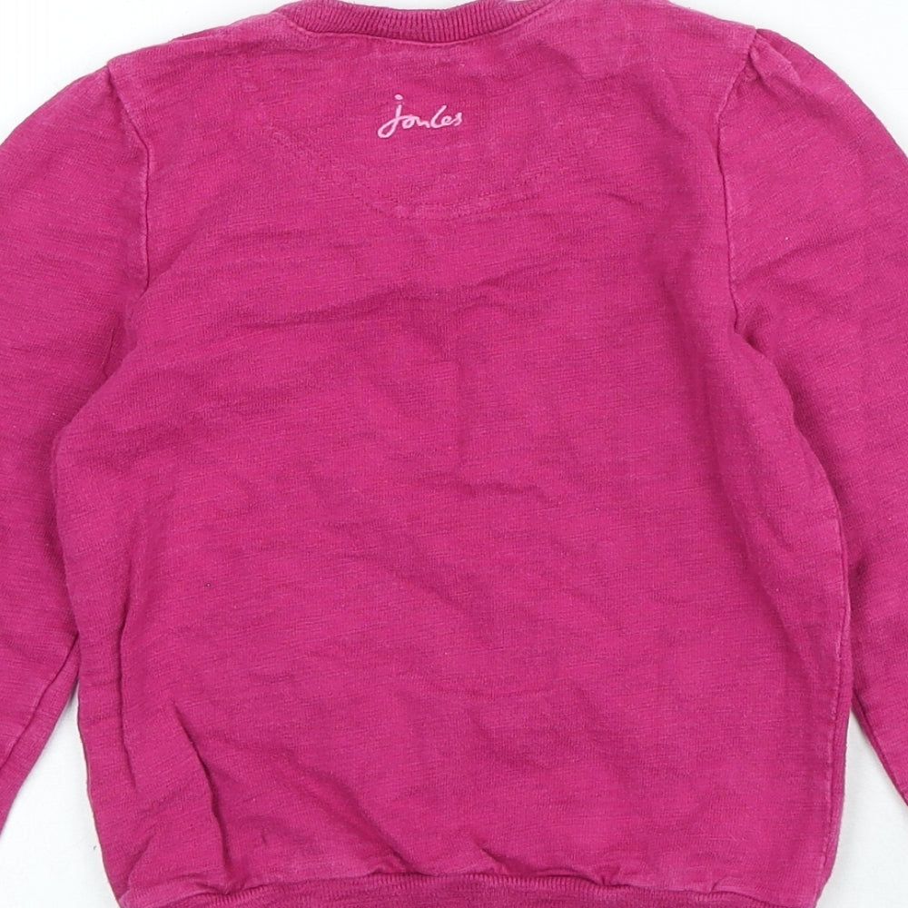 Joules Girls Pink Cotton Pullover Sweatshirt Size 5 Years Pullover - Horses