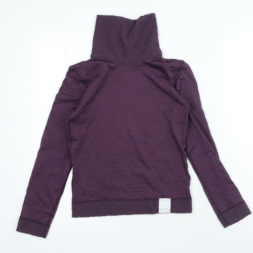 DECATHLON Girls Purple Cotton Jersey T-Shirt Size 14 Years High Neck Pullover