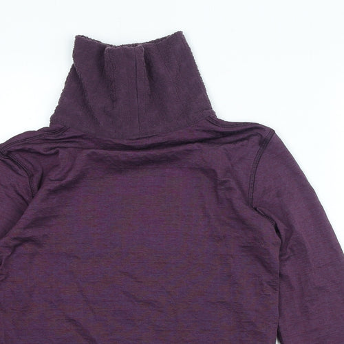 DECATHLON Girls Purple Cotton Jersey T-Shirt Size 14 Years High Neck Pullover