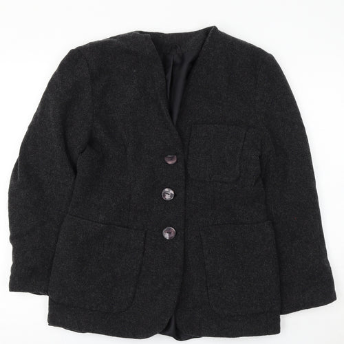 Expressions Womens Black Jacket Size 12 Button