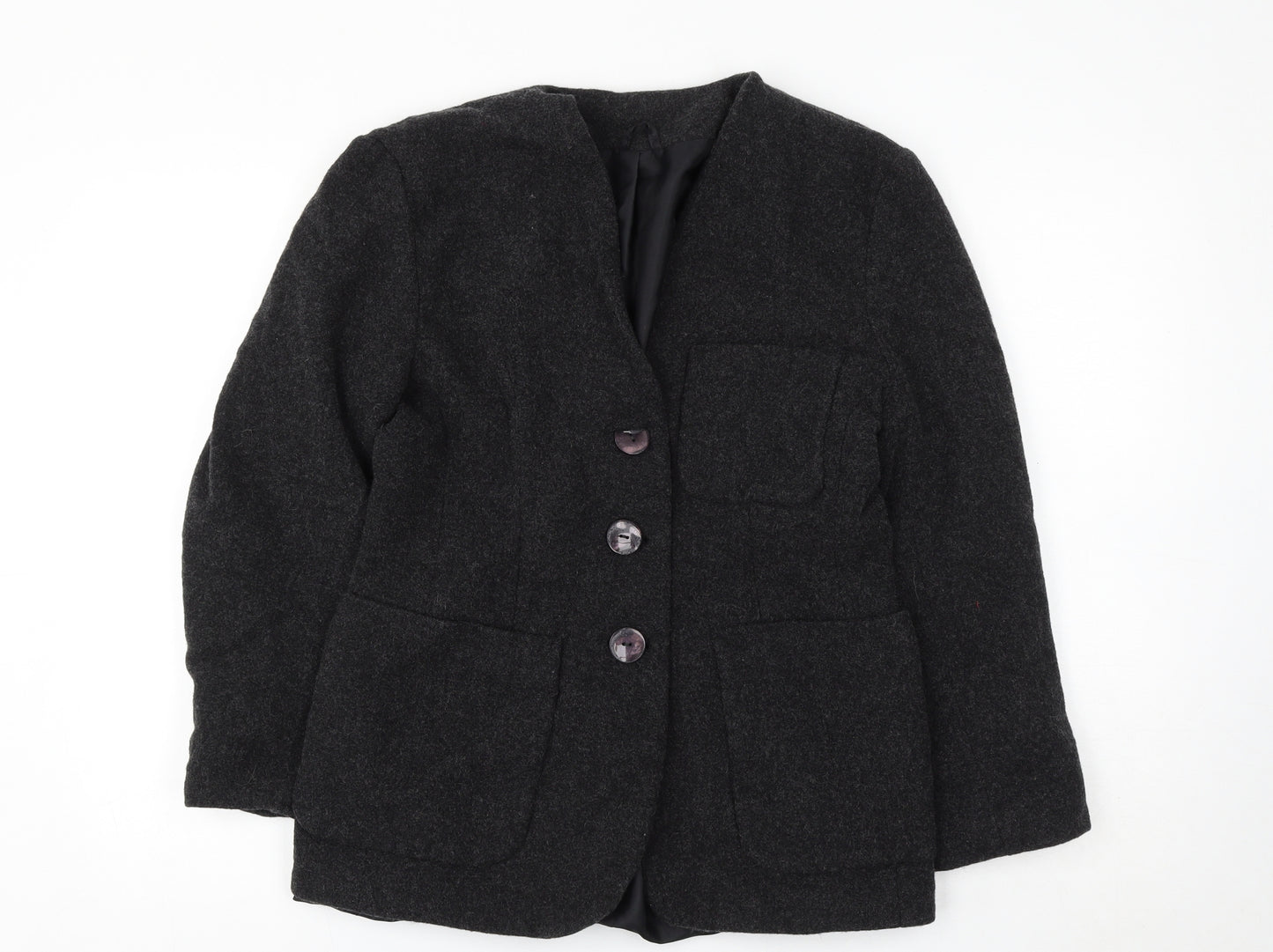 Expressions Womens Black Jacket Size 12 Button