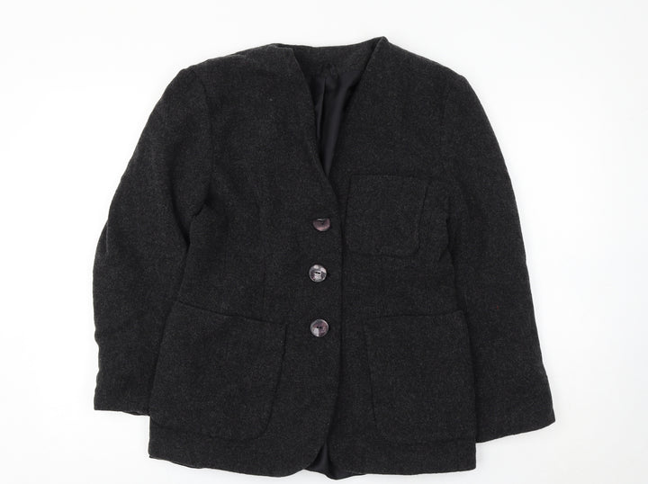 Expressions Womens Black Jacket Size 12 Button