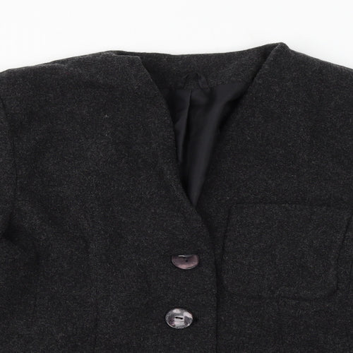 Expressions Womens Black Jacket Size 12 Button
