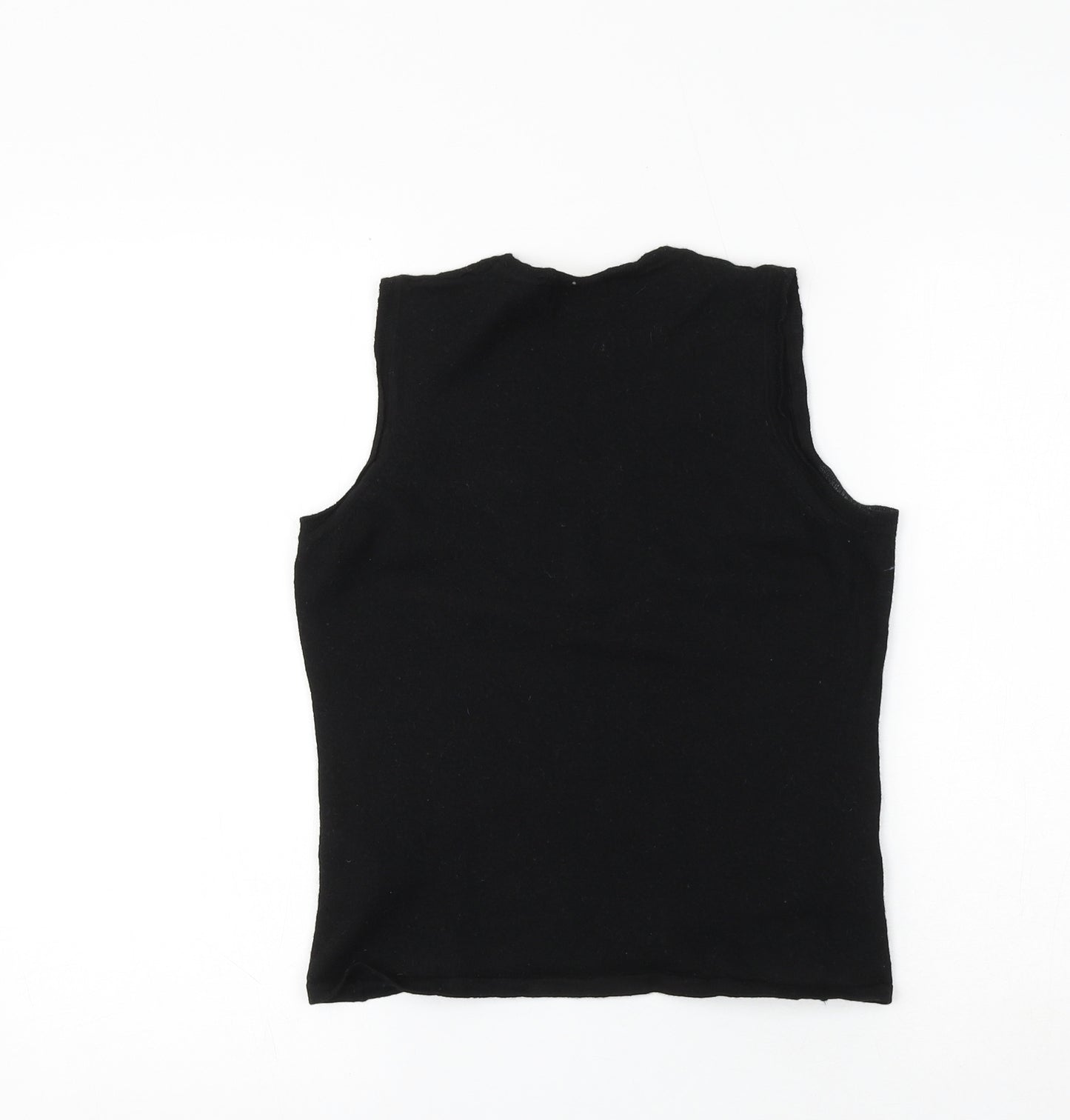 Kensar Womens Black 100% Merino Wool Basic Tank Size L Scoop Neck
