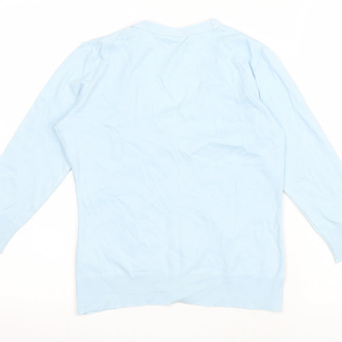 Principles Womens Blue V-Neck Cotton Cardigan Jumper Size 8