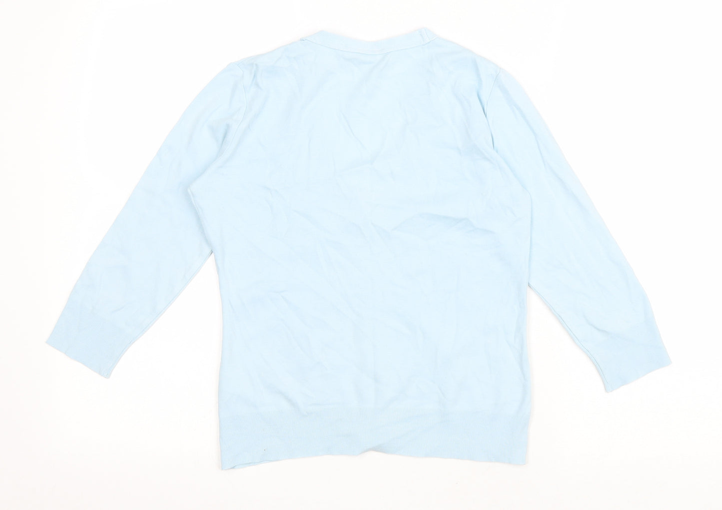 Principles Womens Blue V-Neck Cotton Cardigan Jumper Size 8